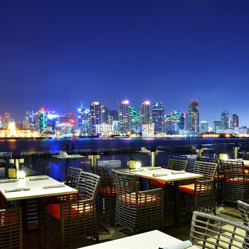 Skyline Terrace at Coasterra: elegant waterfront venue with city skyline, perfect for upscale events.