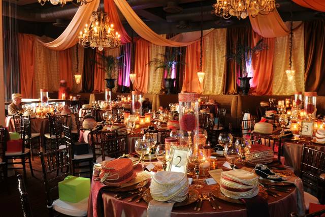Elegant banquet hall with vibrant decor, perfect for gala events and celebrations.