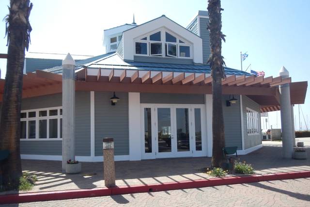Bayside Pavilion waterfront venue with large windows for events and receptions.