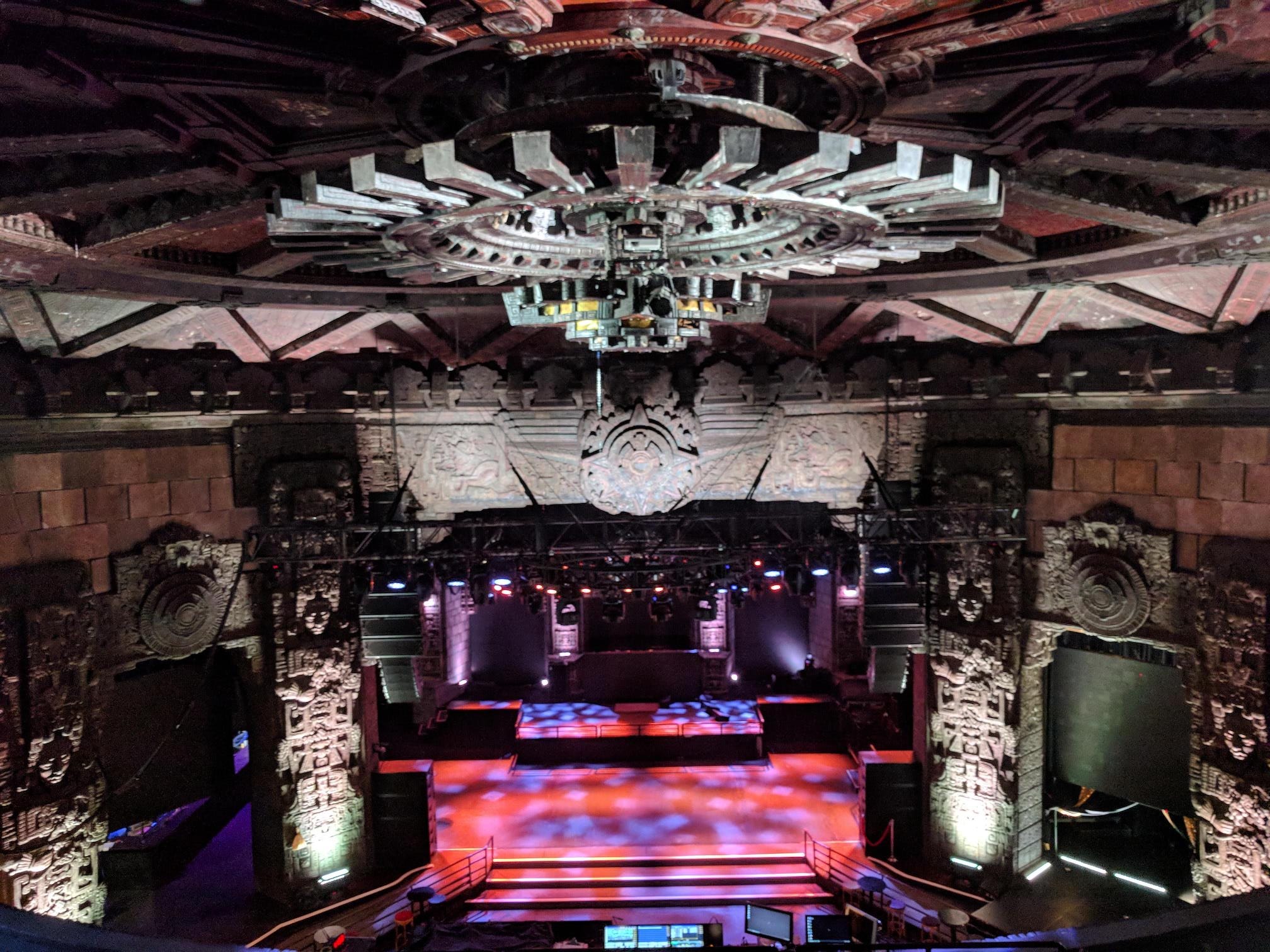 Mayan Theater event space with dramatic ceiling, ideal for performances and meetings.