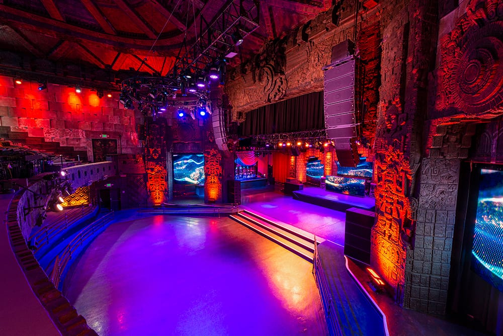 Mayan Theater event space with dramatic lighting, ideal for conferences and performances.