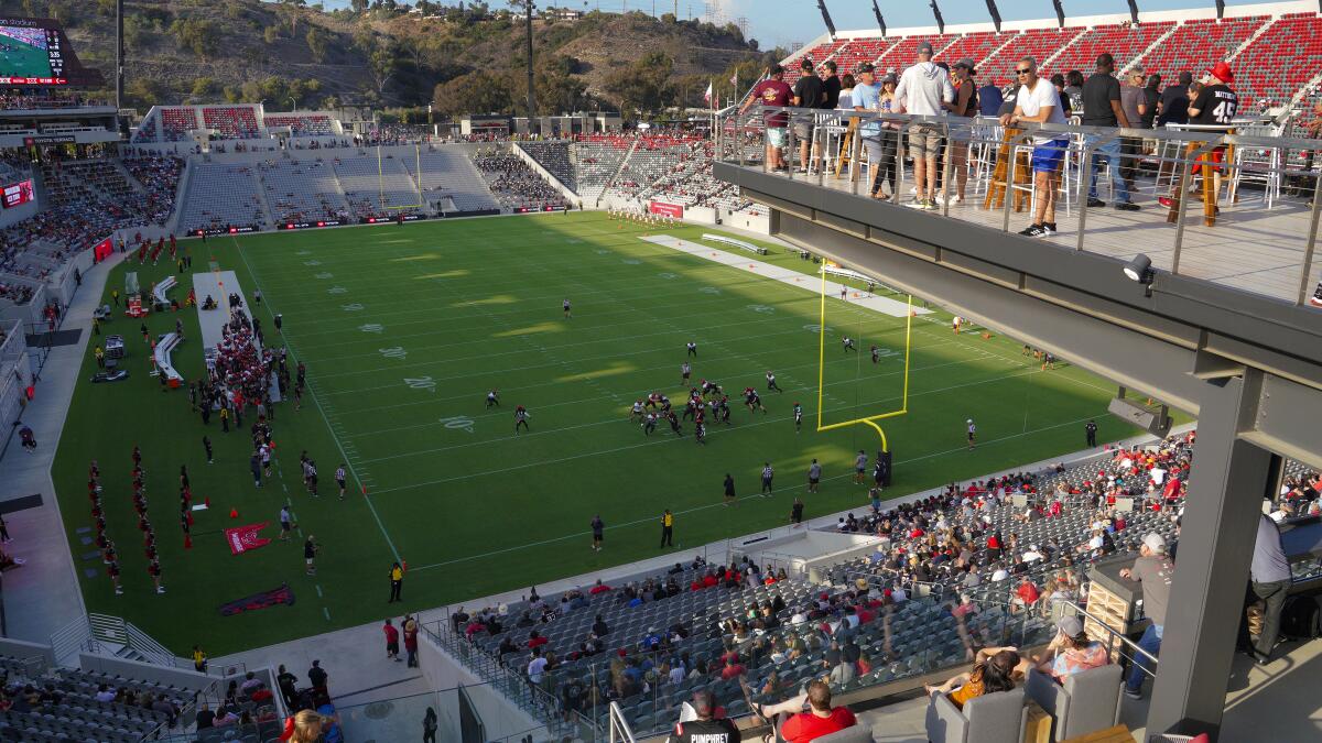 Snapdragon Stadium in San Diego, spacious venue for sports and corporate events.