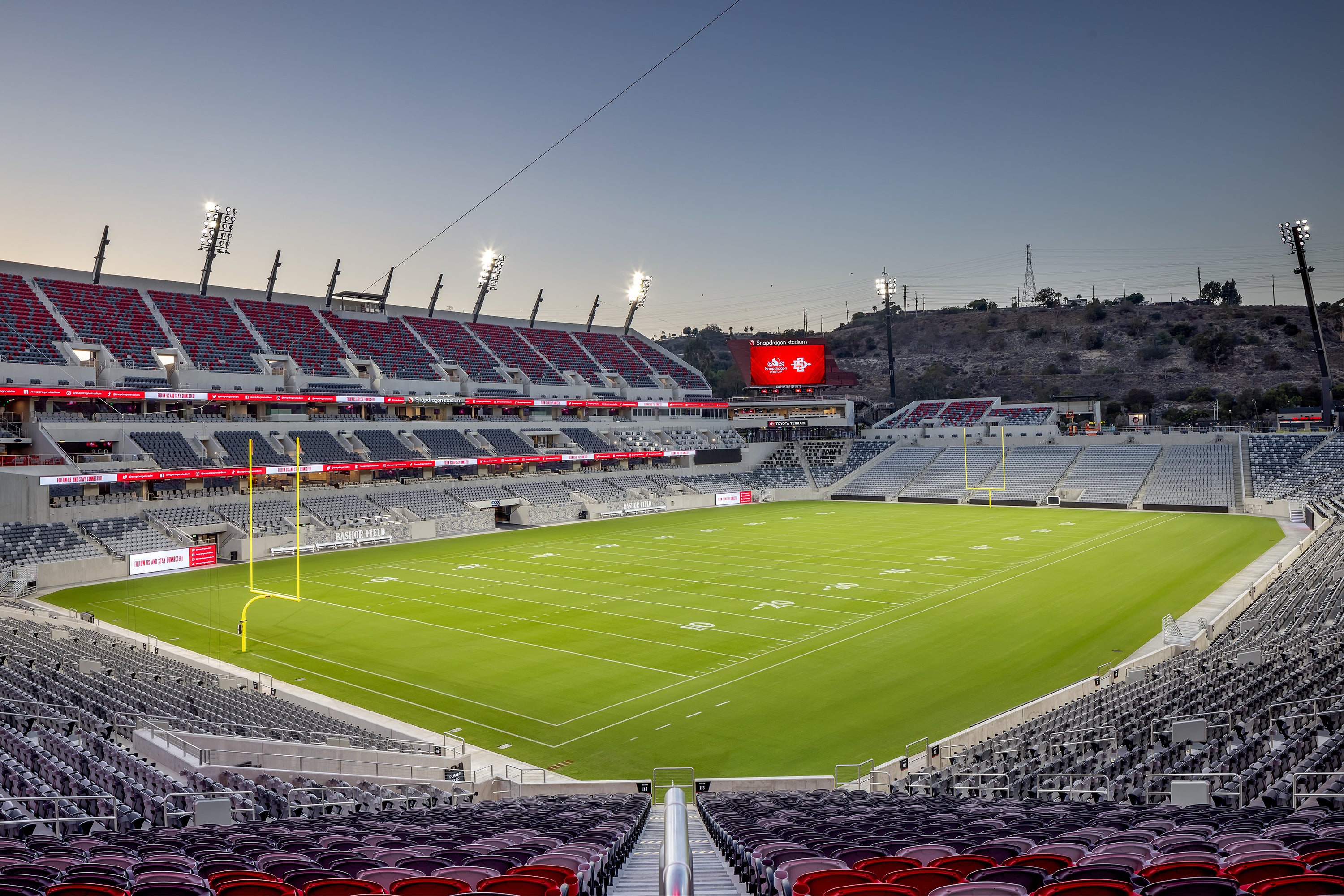 Snapdragon Stadium in San Diego, spacious venue for sports events and concerts.
