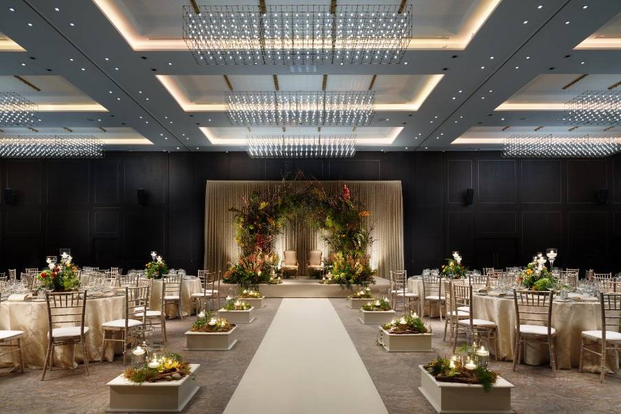 Hilton London Bankside ballroom wedding gala elegant lighting