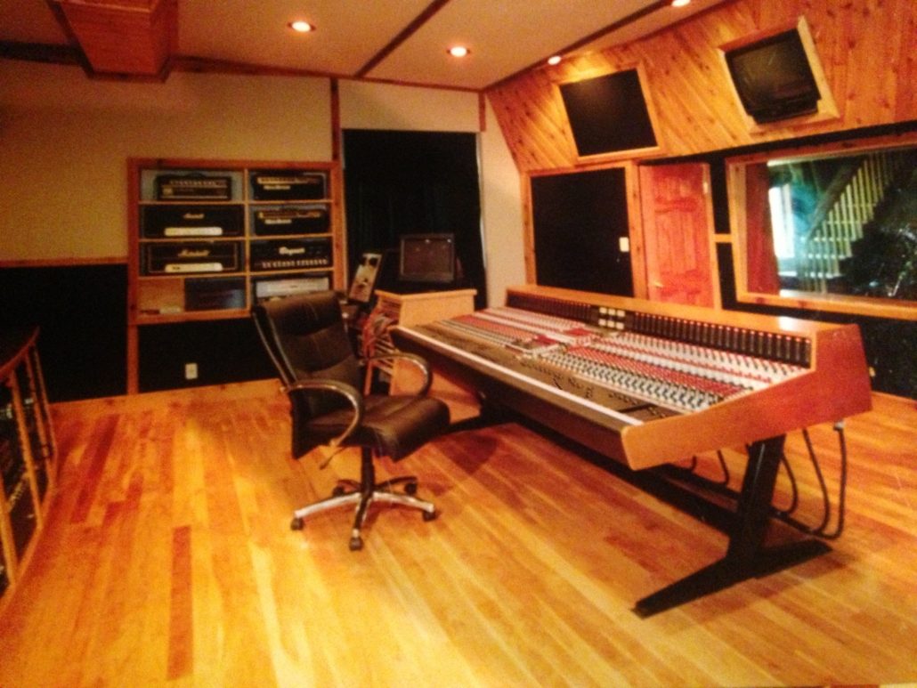 Control Room at Reeds Recordings with mixing console, ideal for music workshops and seminars.
