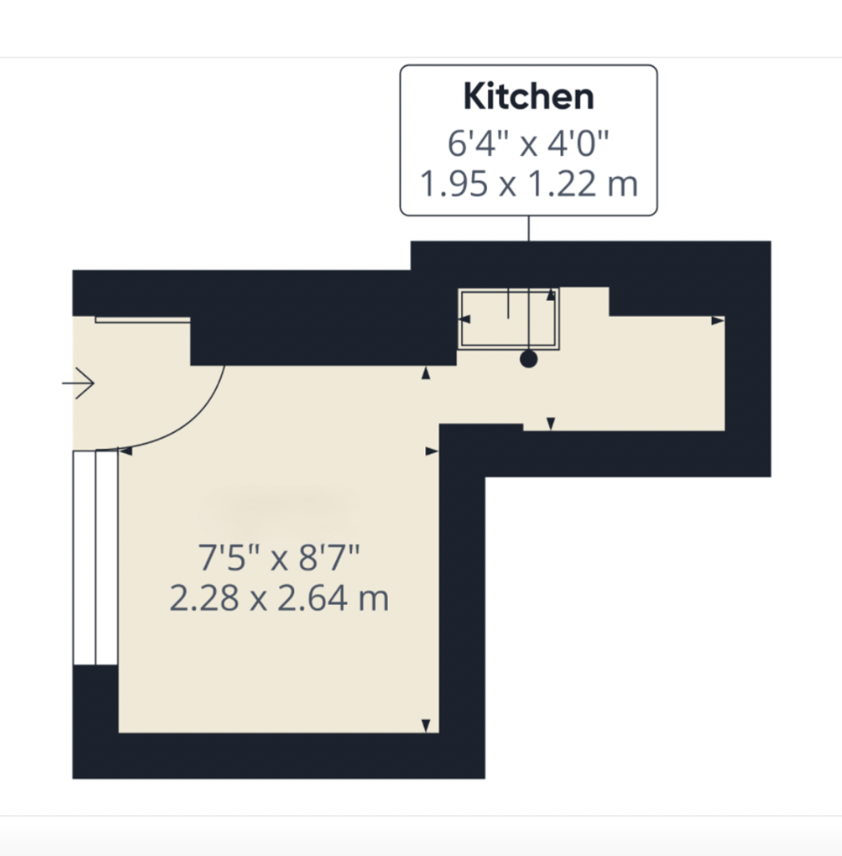 Bi-Fold Shop Soho meeting space layout, 7'5" x 8'7", ideal for workshops and gatherings.