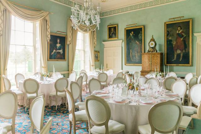 Elegant banquet hall at Courteenhall Estate, perfect for weddings and upscale events.