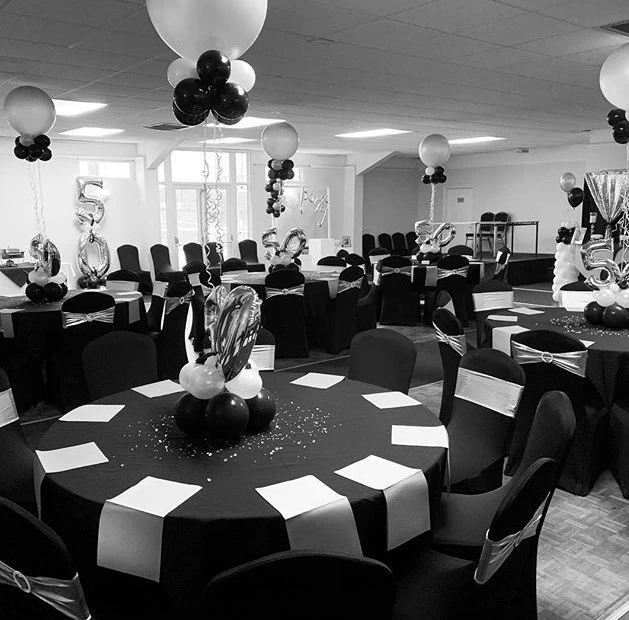 Meeting Room in Haslemere Hall, elegantly arranged for celebrations with festive decor.