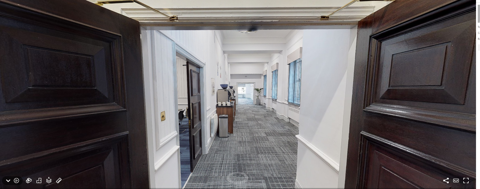 Dorset Suite corridor at De Vere Grand Connaught Rooms, ideal for networking events.