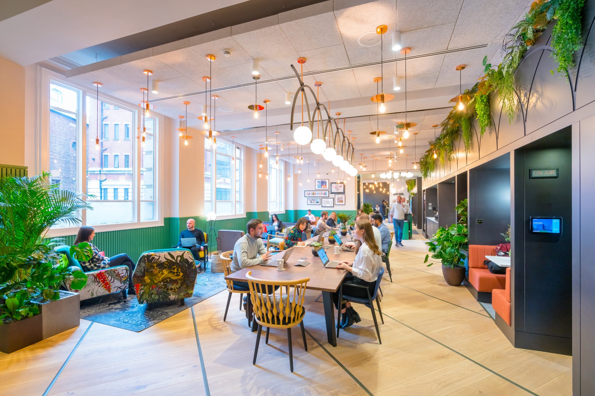 Vibrant co-working space at 111 Piccadilly, ideal for creative events and networking.