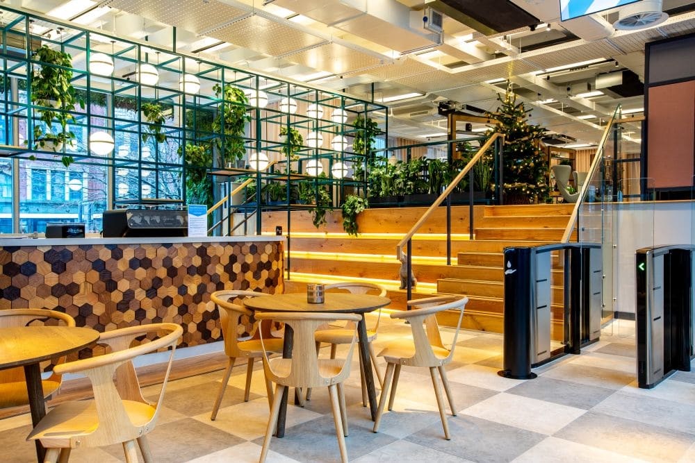 Modern co-working space at 111 Piccadilly, ideal for networking events and meetings.