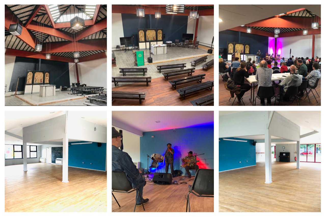 Versatile auditorium in Ascension Church Hulme, ideal for conferences and performances.