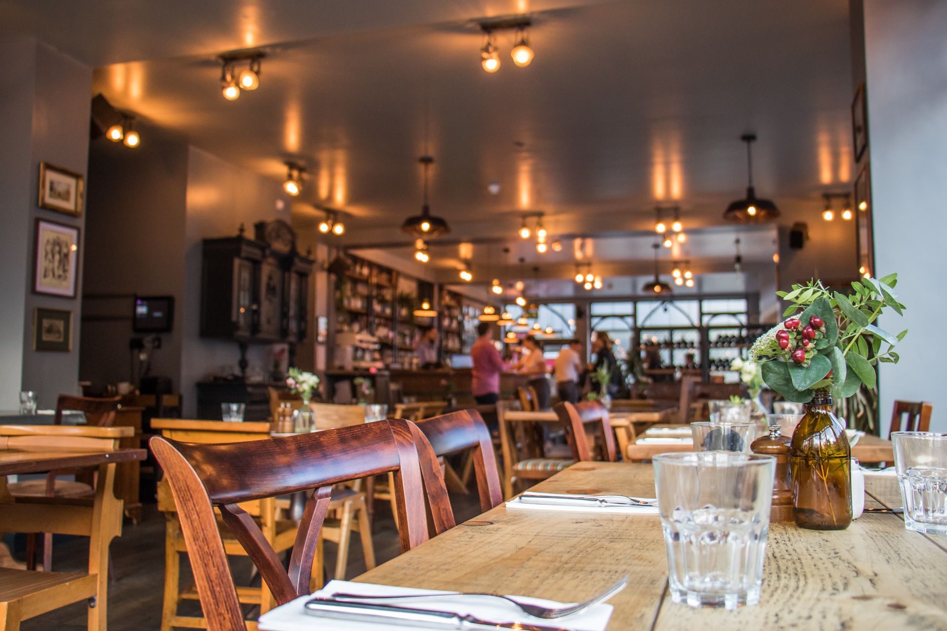 Stylish restaurant venue hire with rustic decor for intimate gatherings and corporate events.