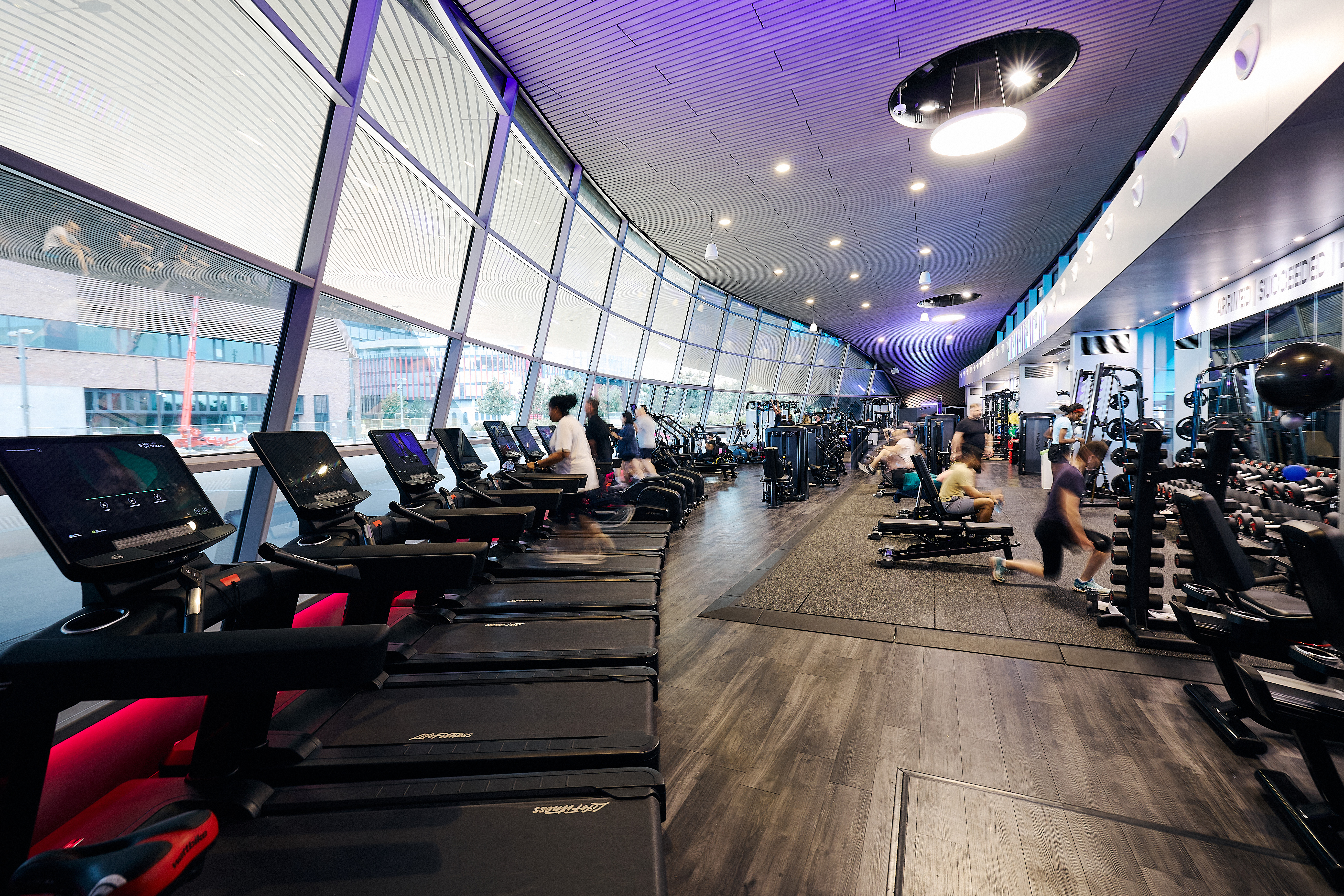 Modern fitness center with treadmills, ideal for wellness retreats and corporate events.