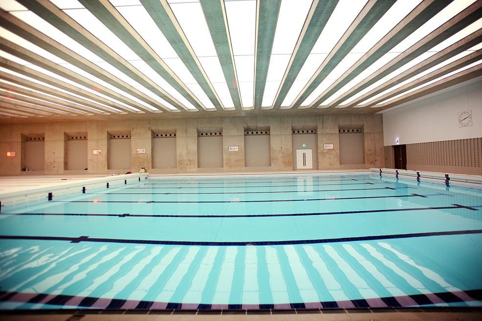 Training Pool at London Aquatics Centre, spacious indoor venue for aquatic events and wellness.