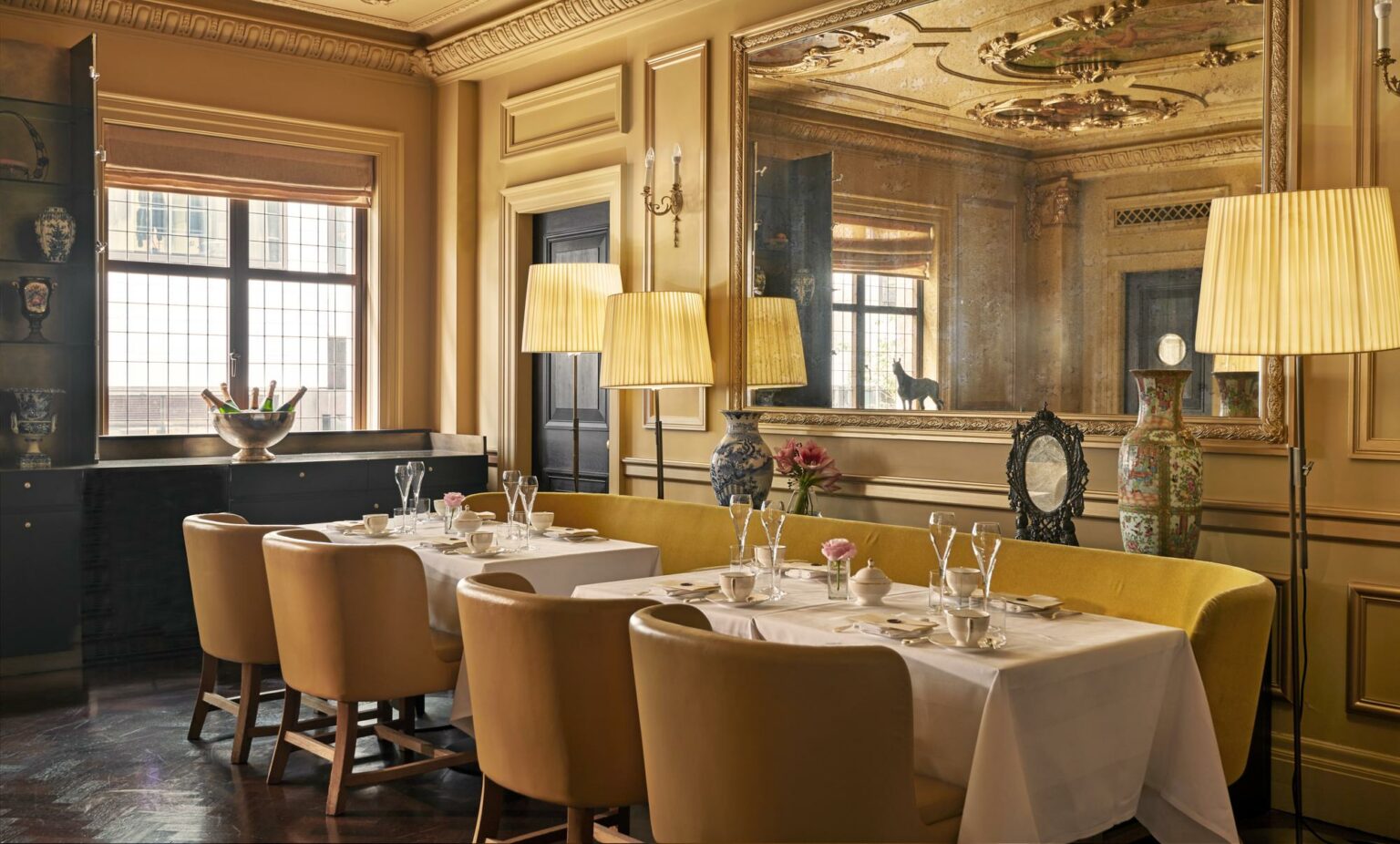 Elegant dining space in Hotel Cafe Royal, perfect for upscale events and private dinners.