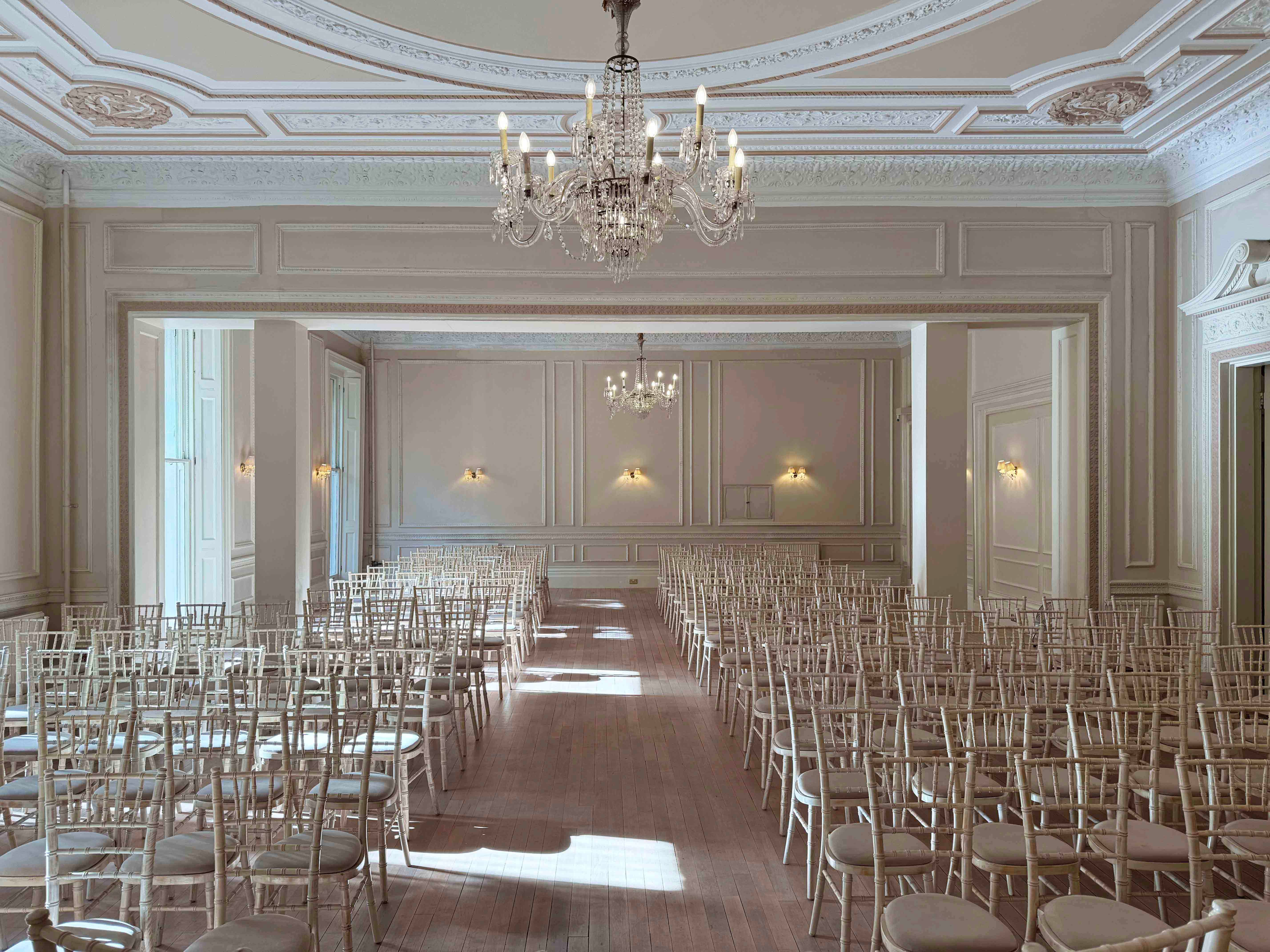 Windsor Suite in The Columbia with elegant chairs for weddings and corporate events.