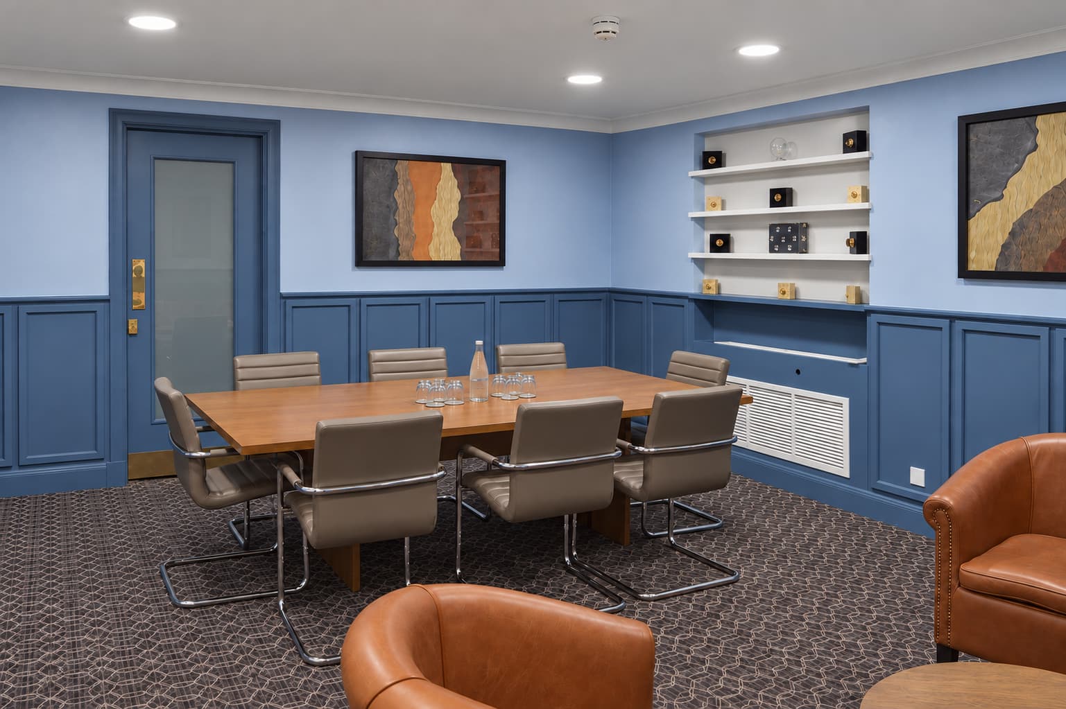Grand Connaught Rooms boardroom with ergonomic seating for corporate meetings and events.