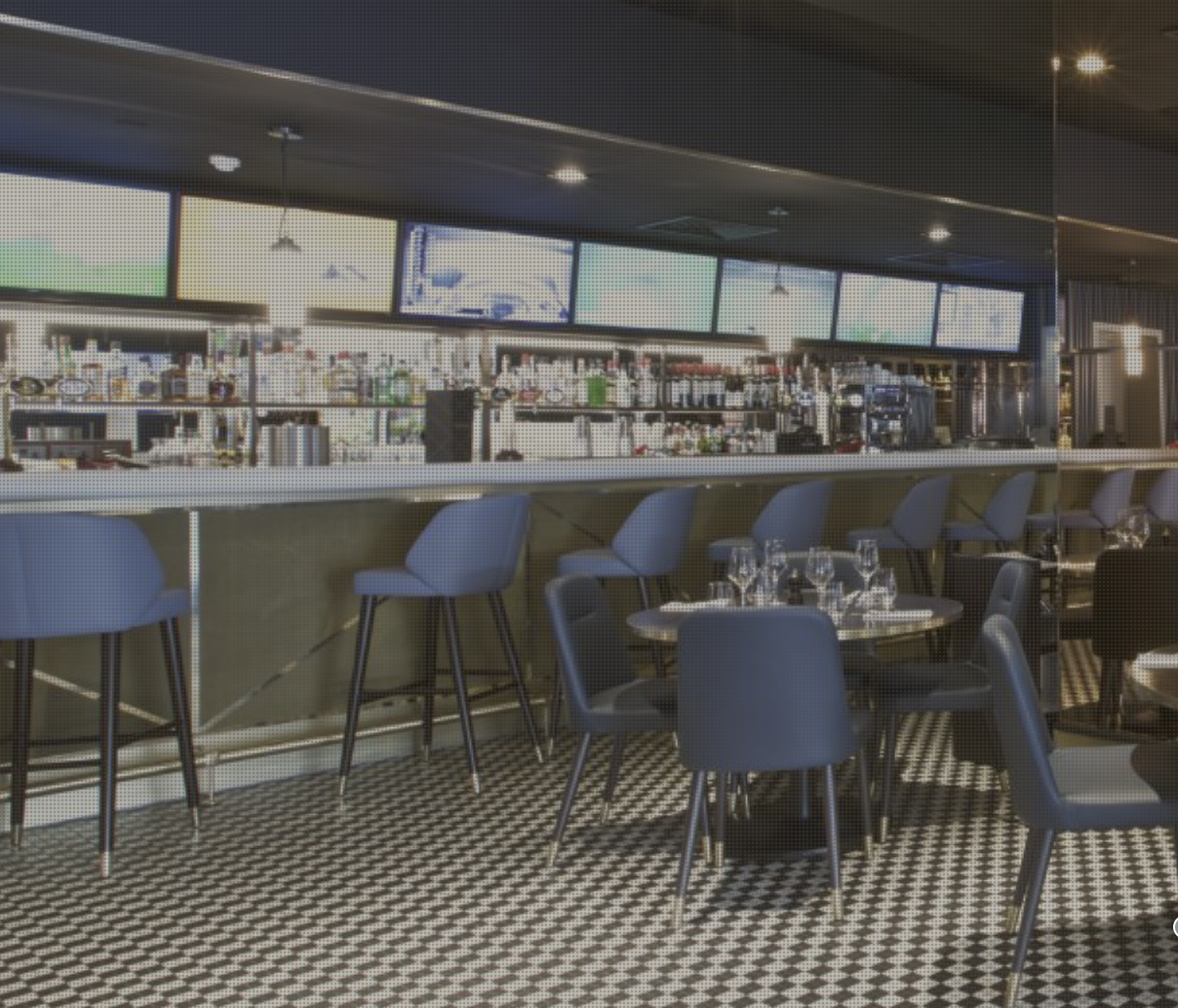 Private hire at Frankie's Sports Bar, modern design for networking events and meetings.