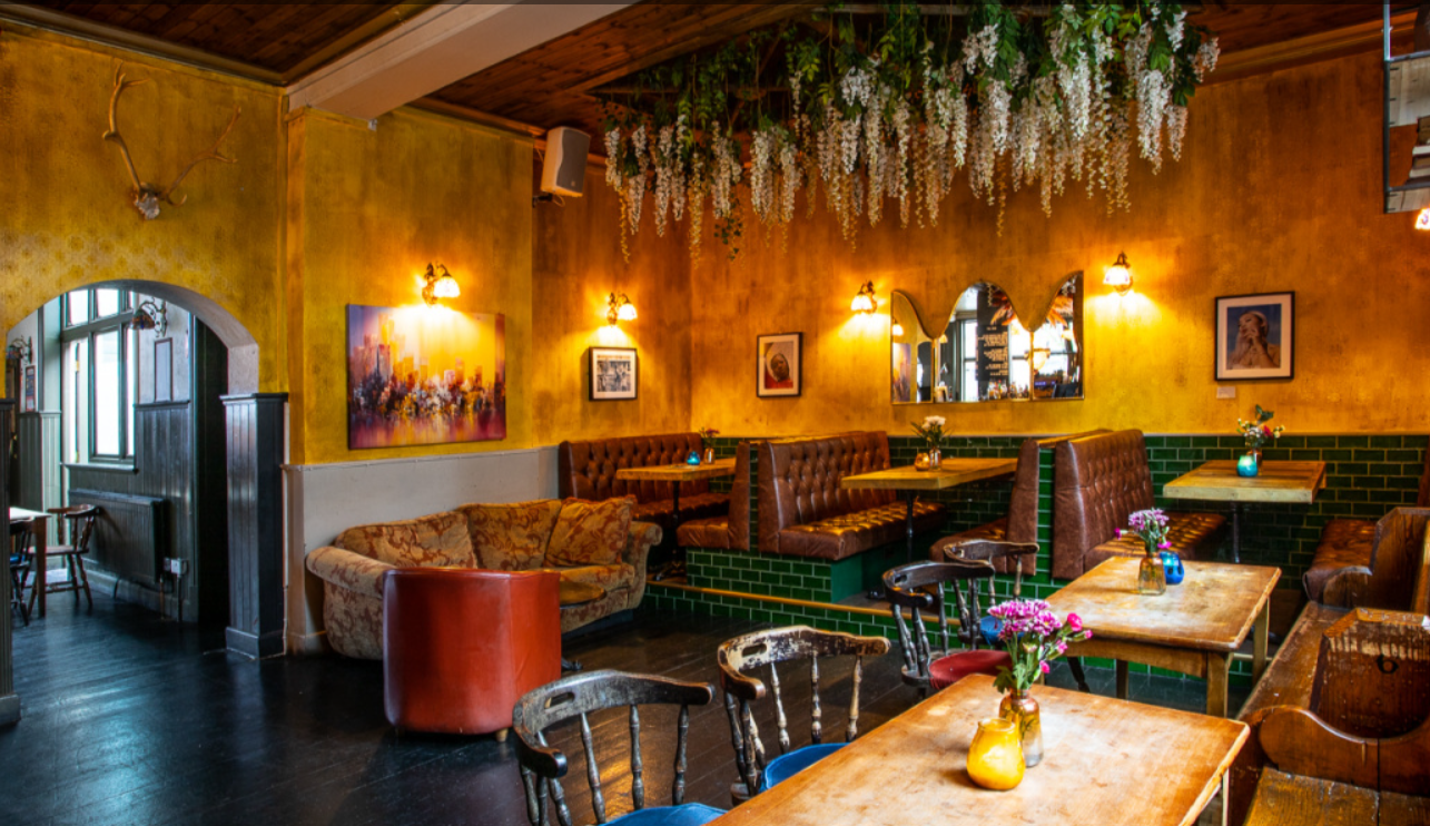 Charming venue with cozy seating for intimate gatherings and networking events.