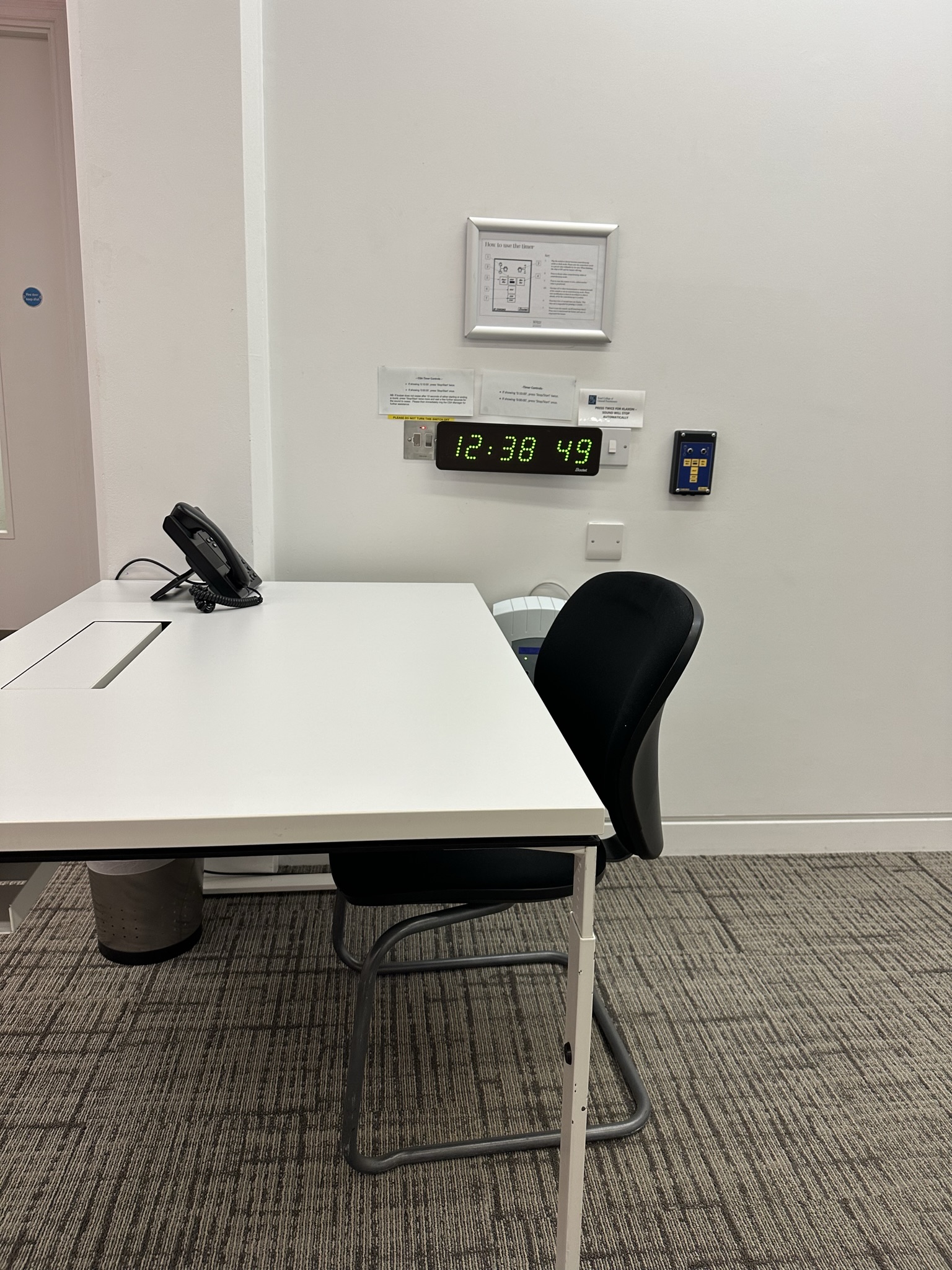 Modern meeting room, clock, corporate event