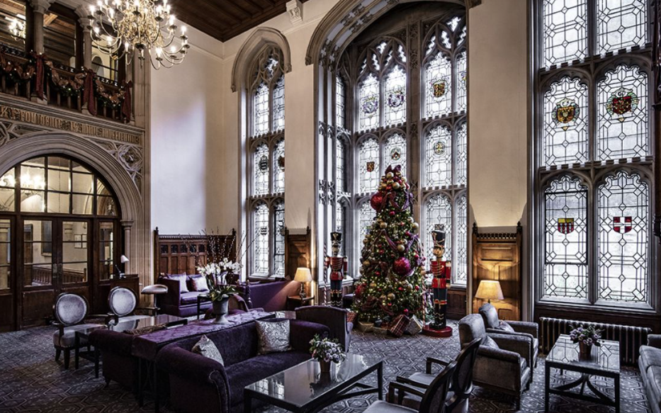 Gibson Room at Nuffield Priory with elegant decor, perfect for Christmas events and gatherings.