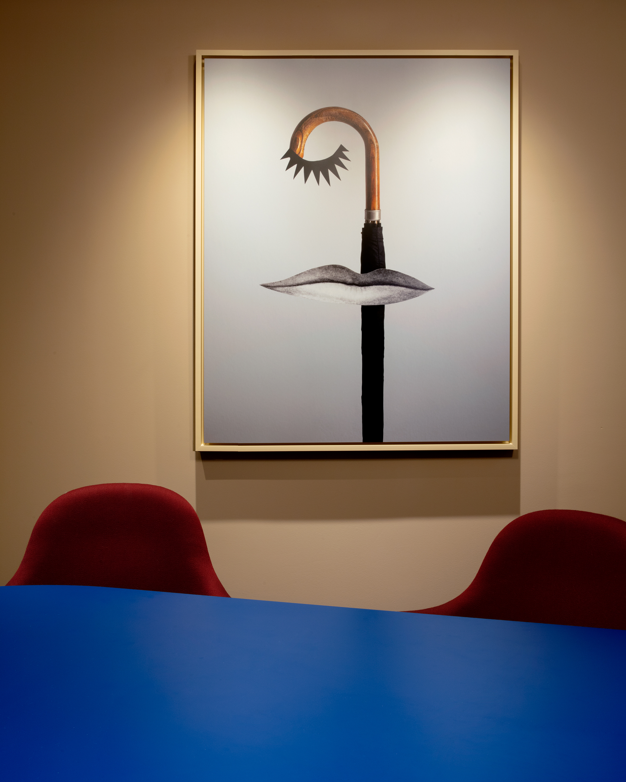 Modern meeting space with bold artwork at art'otel London Battersea Power Station.