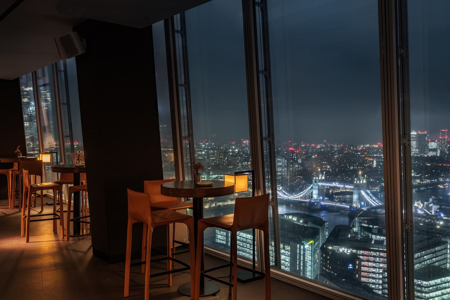 Sleek event space at Oblix with skyline views for networking and cocktail receptions.