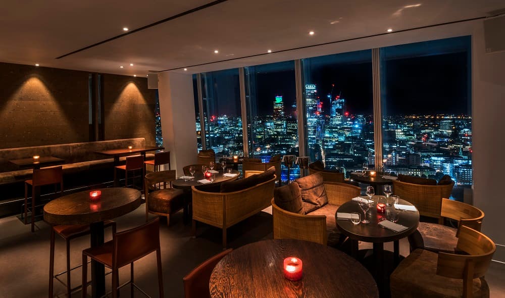 Elegant Oblix venue with city skyline view, perfect for corporate events and receptions.