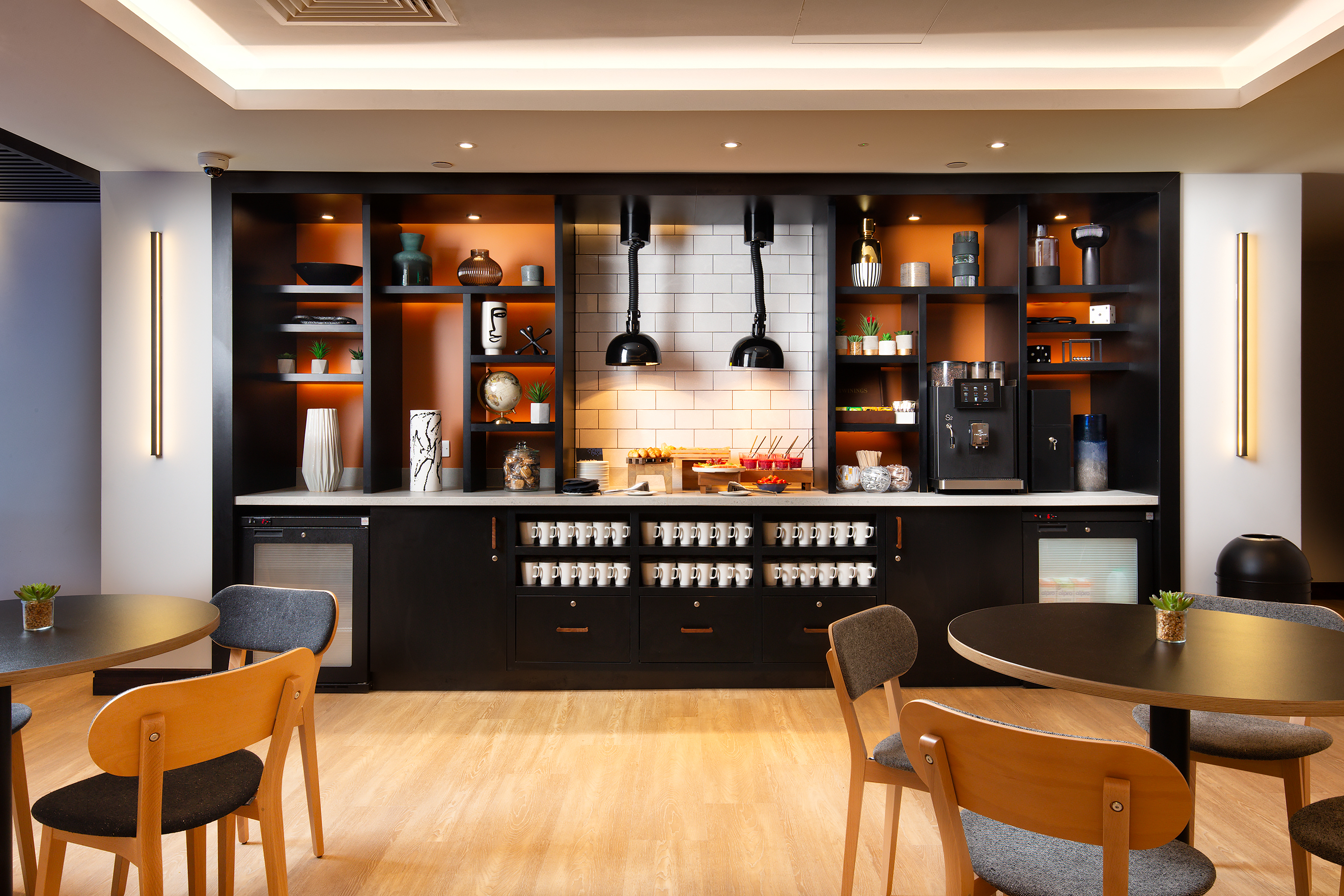 Modern refreshment area at Brunswick, Royal National Hotel for meetings and events.