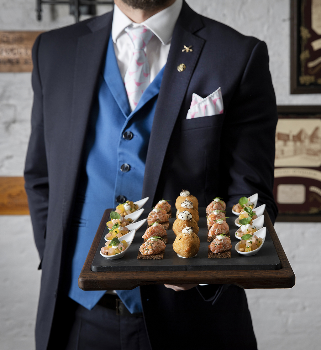 Gourmet hors d'oeuvres platter at Stafford Park Suite for upscale events and receptions.