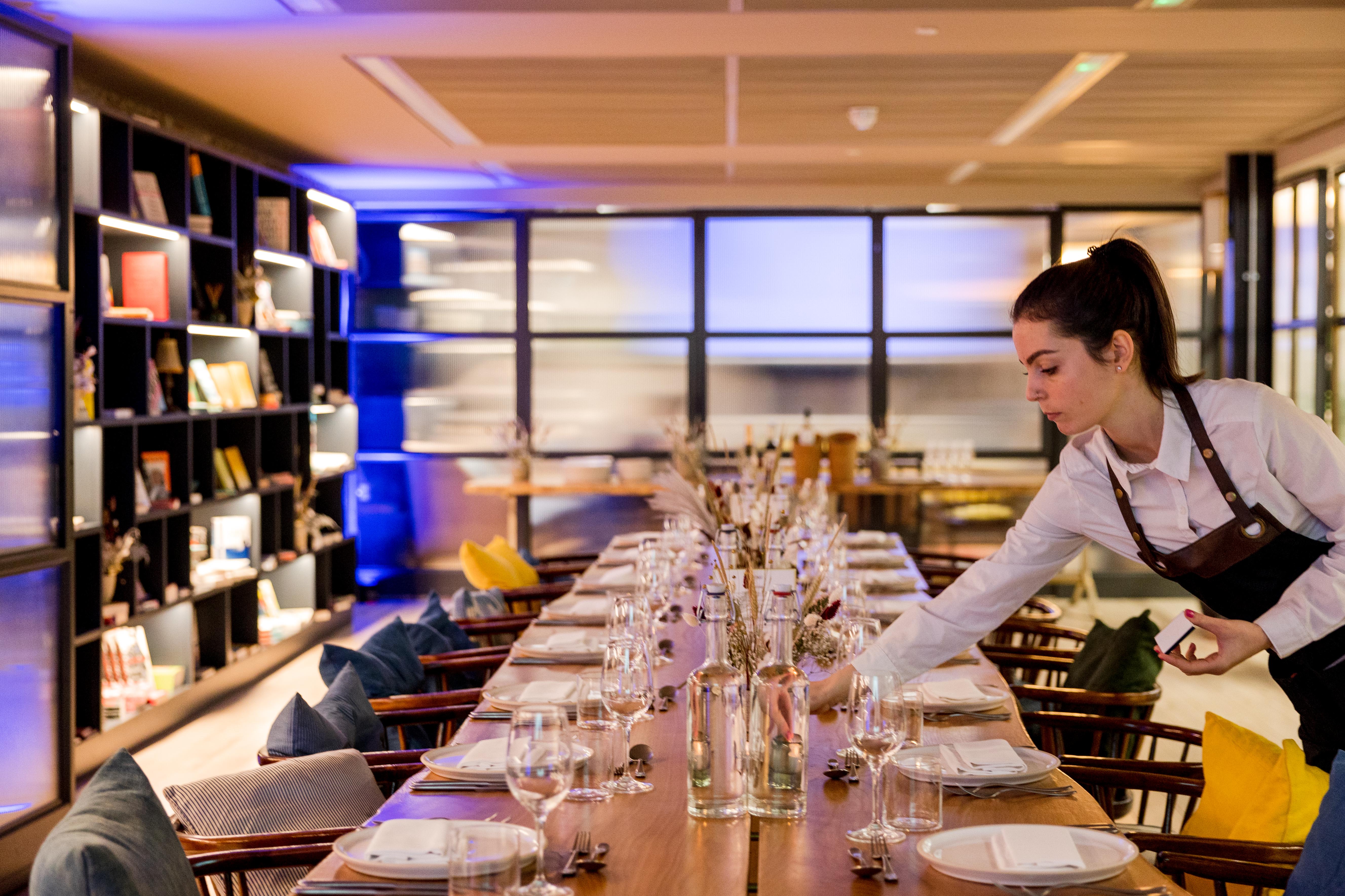 Elegant dining setup in The Conduit for upscale events and intimate gatherings.