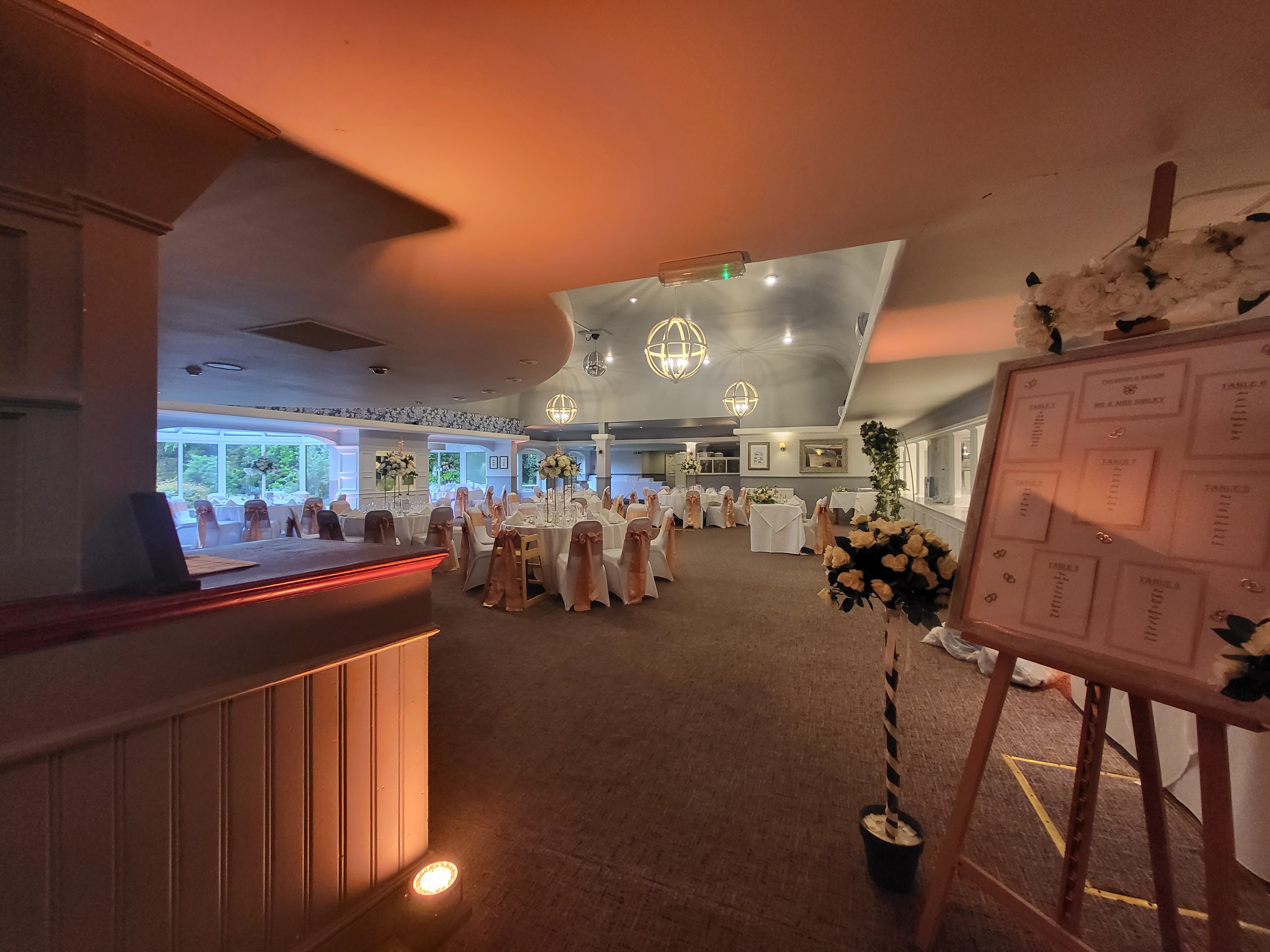 Elegant event space at The Potters Heron Hotel, perfect for weddings and gatherings.