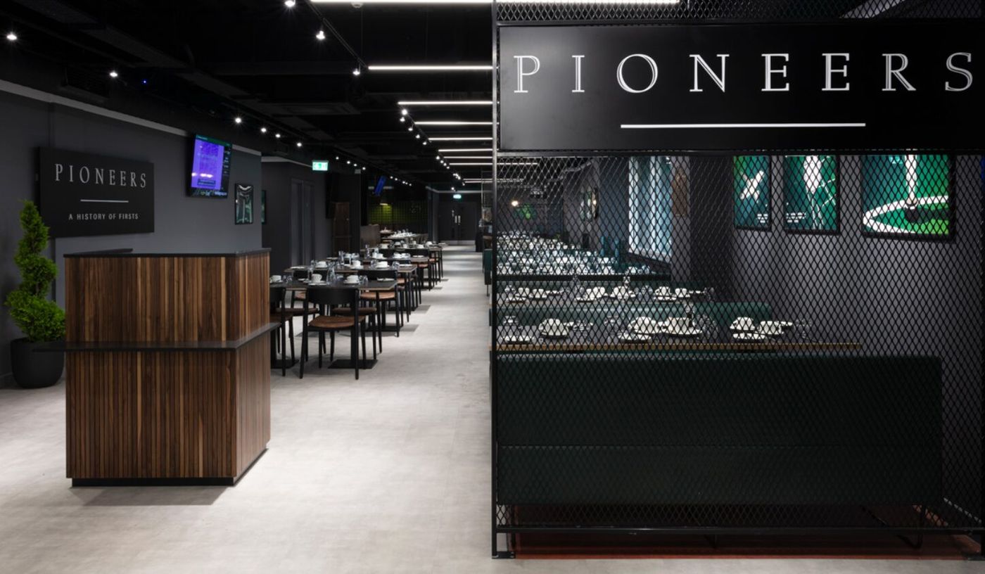 Modern dining space at Hibernian FC, ideal for events and networking gatherings.