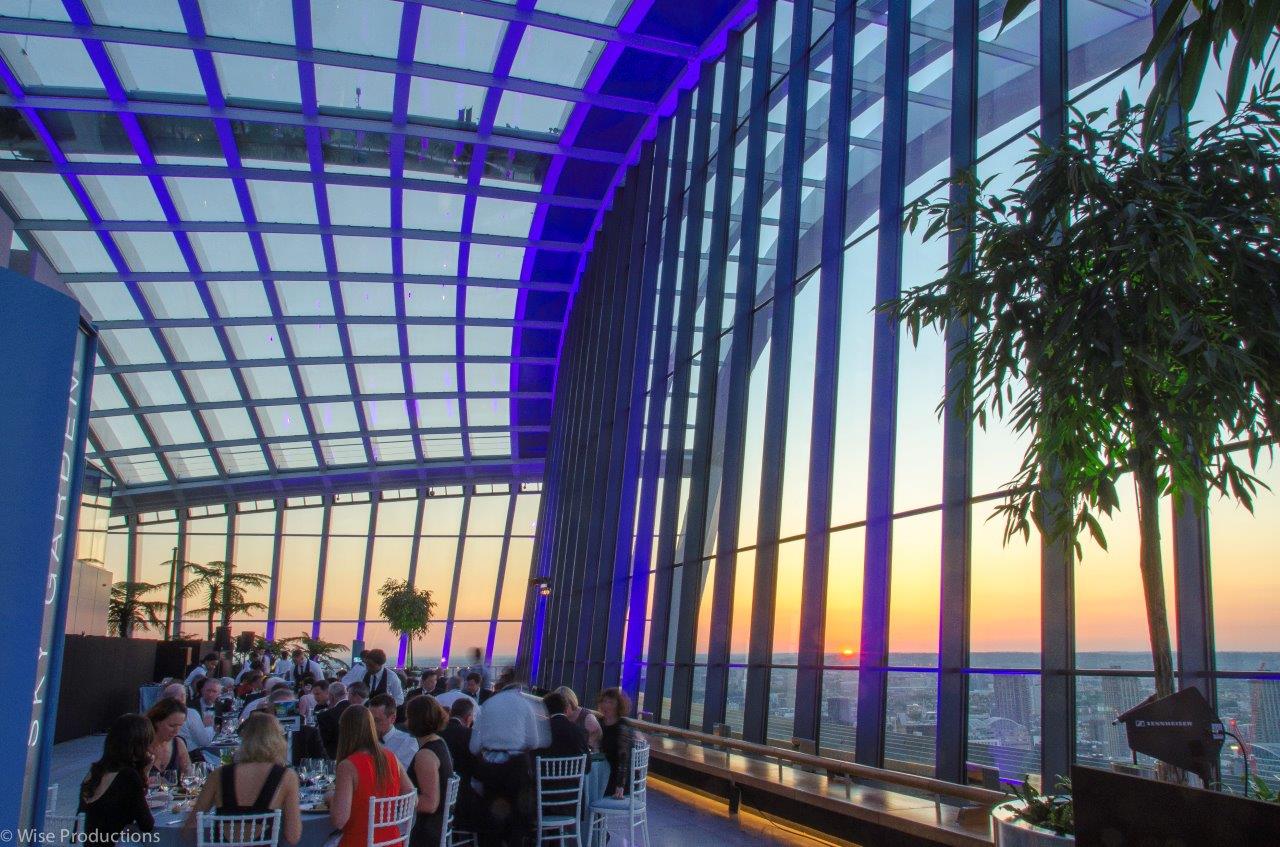 City Garden at Sky Garden London: modern rooftop venue with sunset views for events.