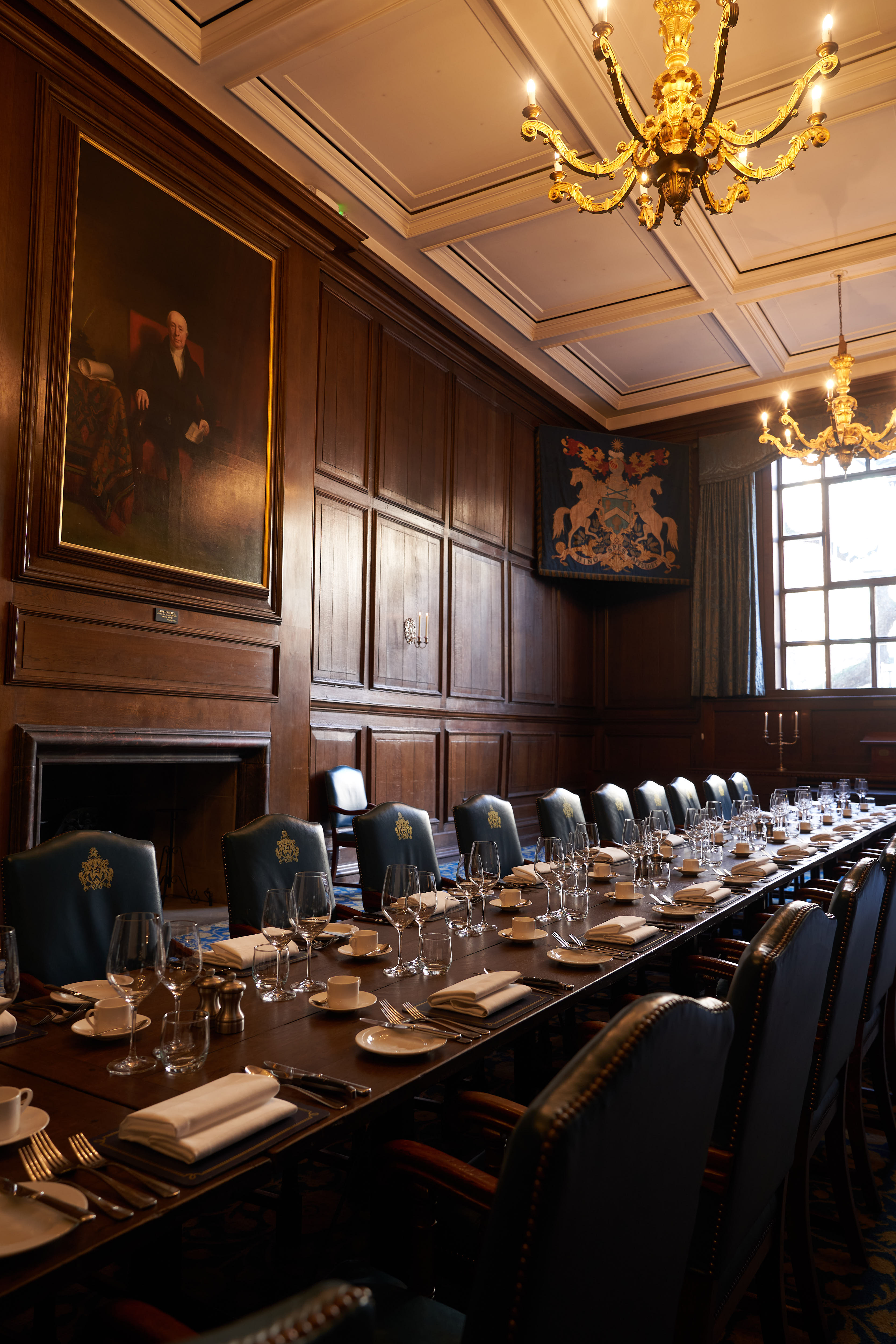 Great Hall in Innholders' Hall with elegant wooden paneling, ideal for corporate events.