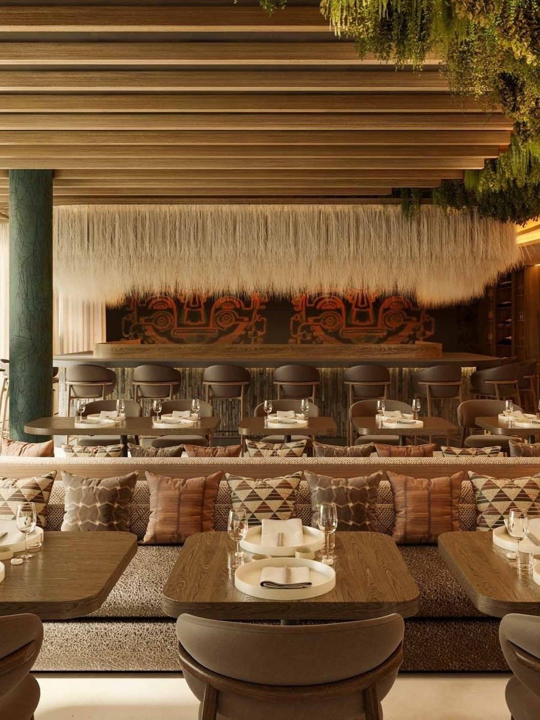 Modern rooftop terrace event space with fringe bar for networking and private parties.