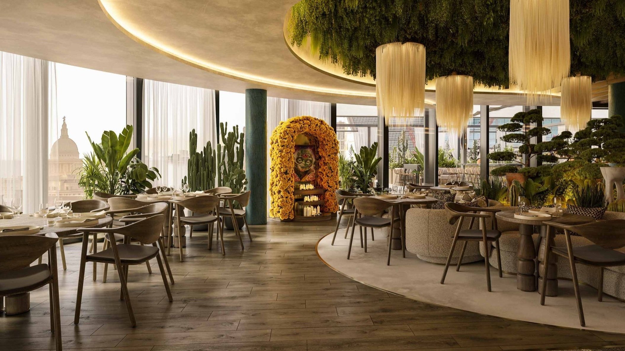 Agaveria Bar & Lounge in Los Mochis: elegant dining space for upscale events and gatherings.