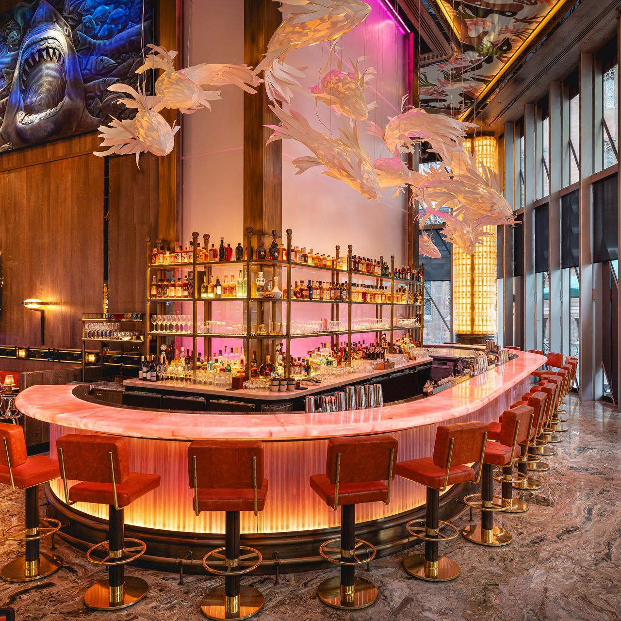 Stylish bar at Sexy Fish Manchester, perfect for networking events and cocktail receptions.