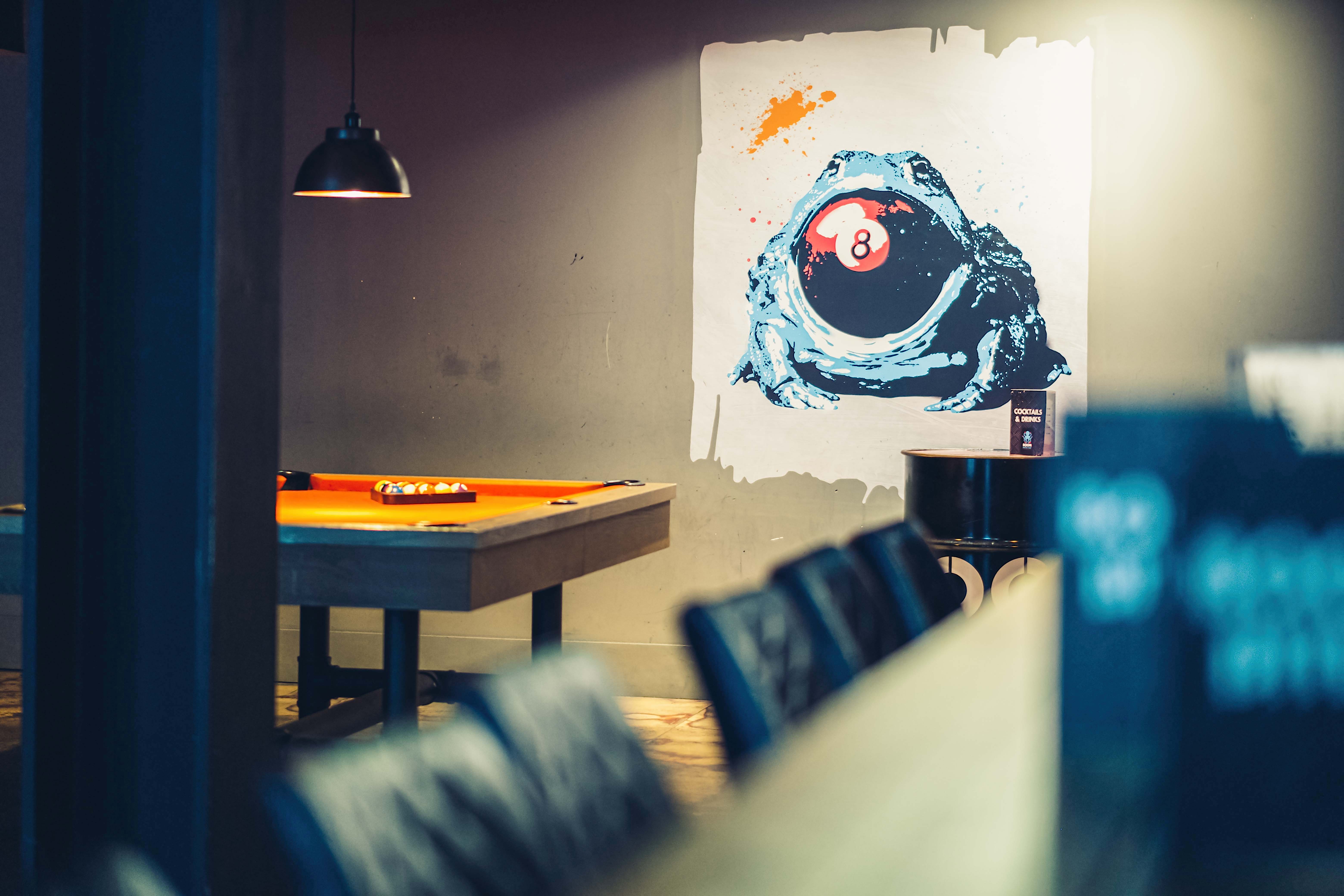 "Vibrant private hire space with pool table for team-building events in Birmingham."