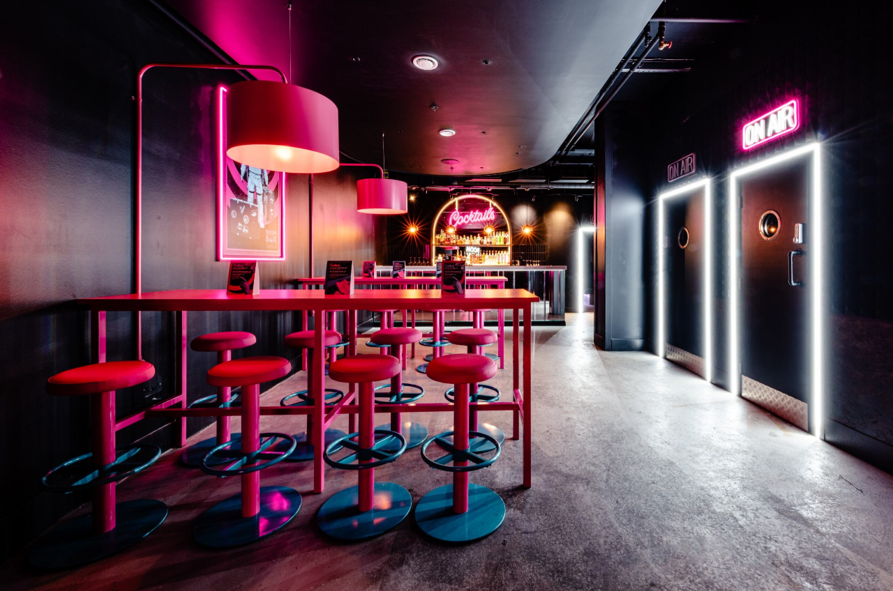 Vibrant event space at Boom Battle Bar O2 for themed parties and networking.