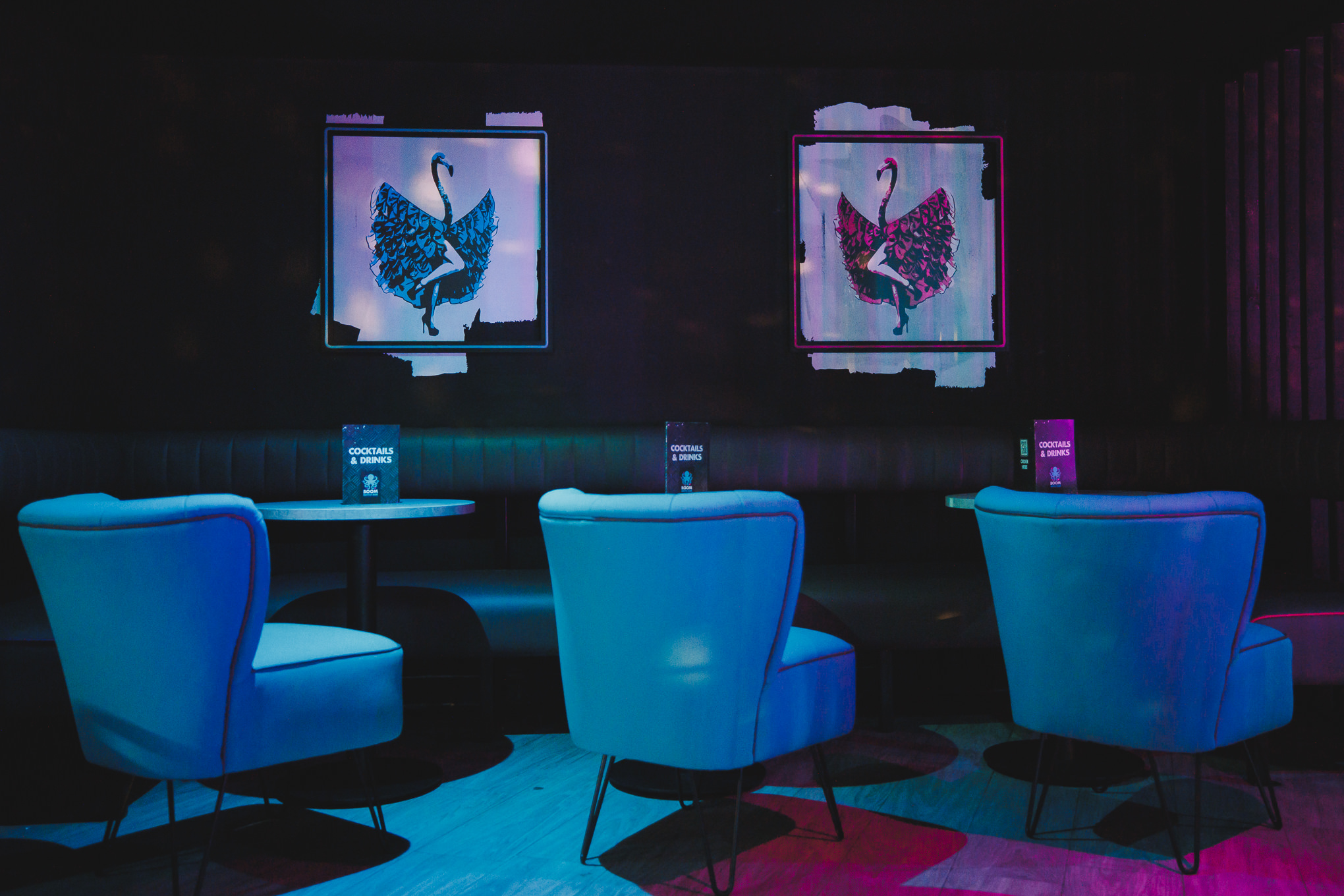 Stylish lounge for private hire events in Boom Battle Bar Manchester, perfect for networking.