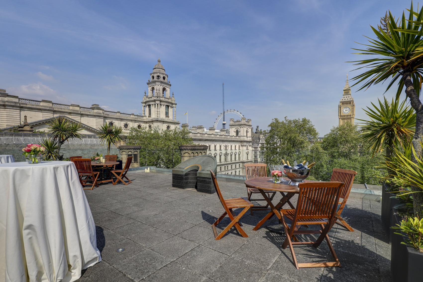Rooftop terrace at Surveyors House with city views, ideal for upscale events and receptions.