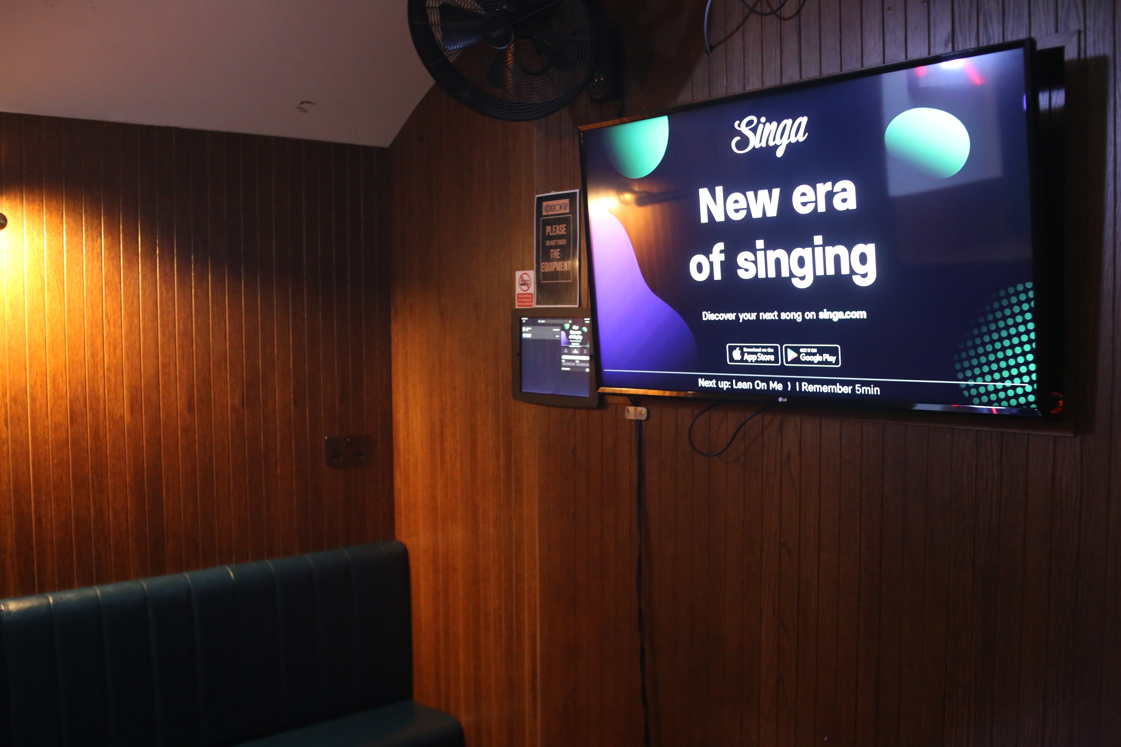 Modern event space in Farringdon with karaoke setup for casual gatherings and celebrations.