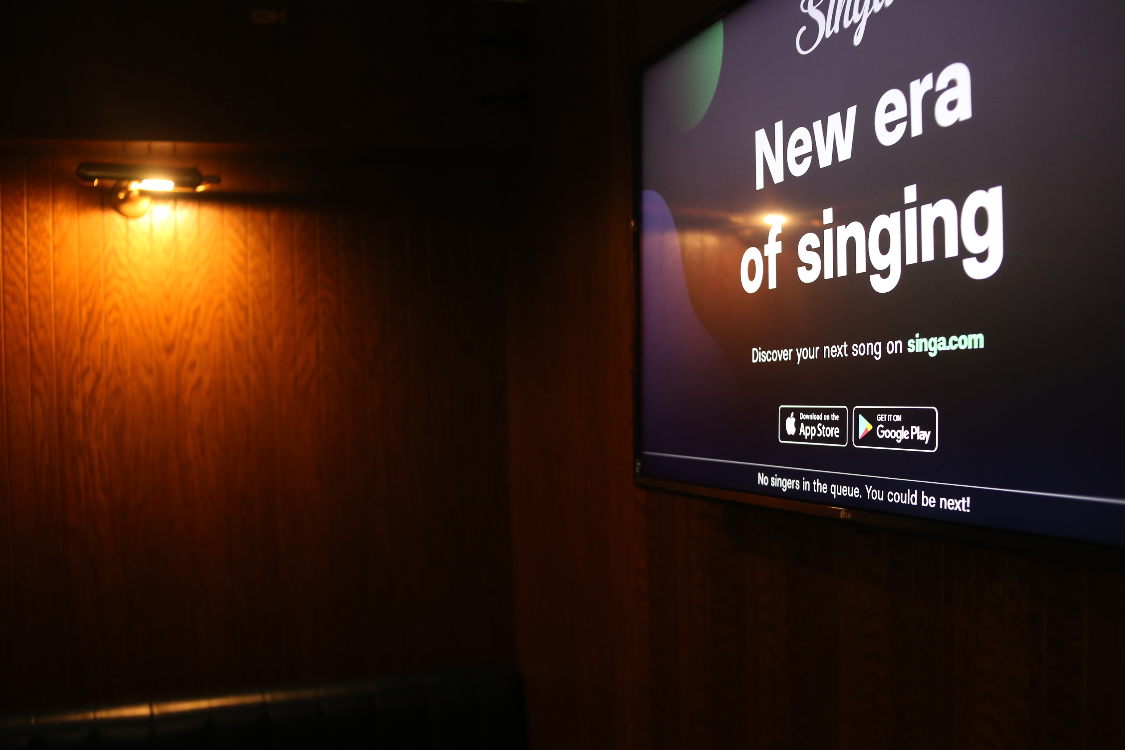 Modern digital screen at Basement Hire for engaging singing events in Farringdon.