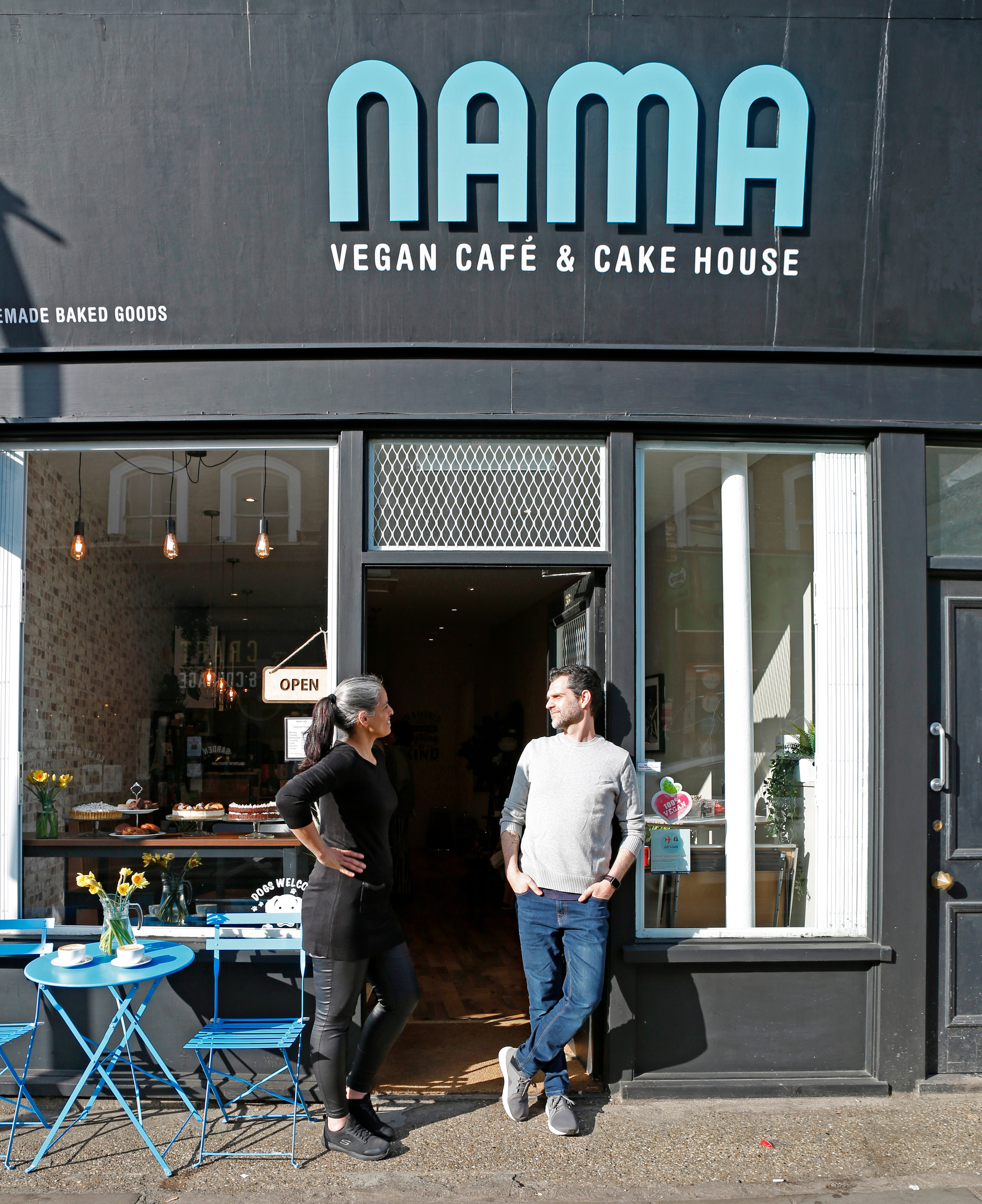 Welcoming bakery storefront with natural light, perfect for casual meetings and events.