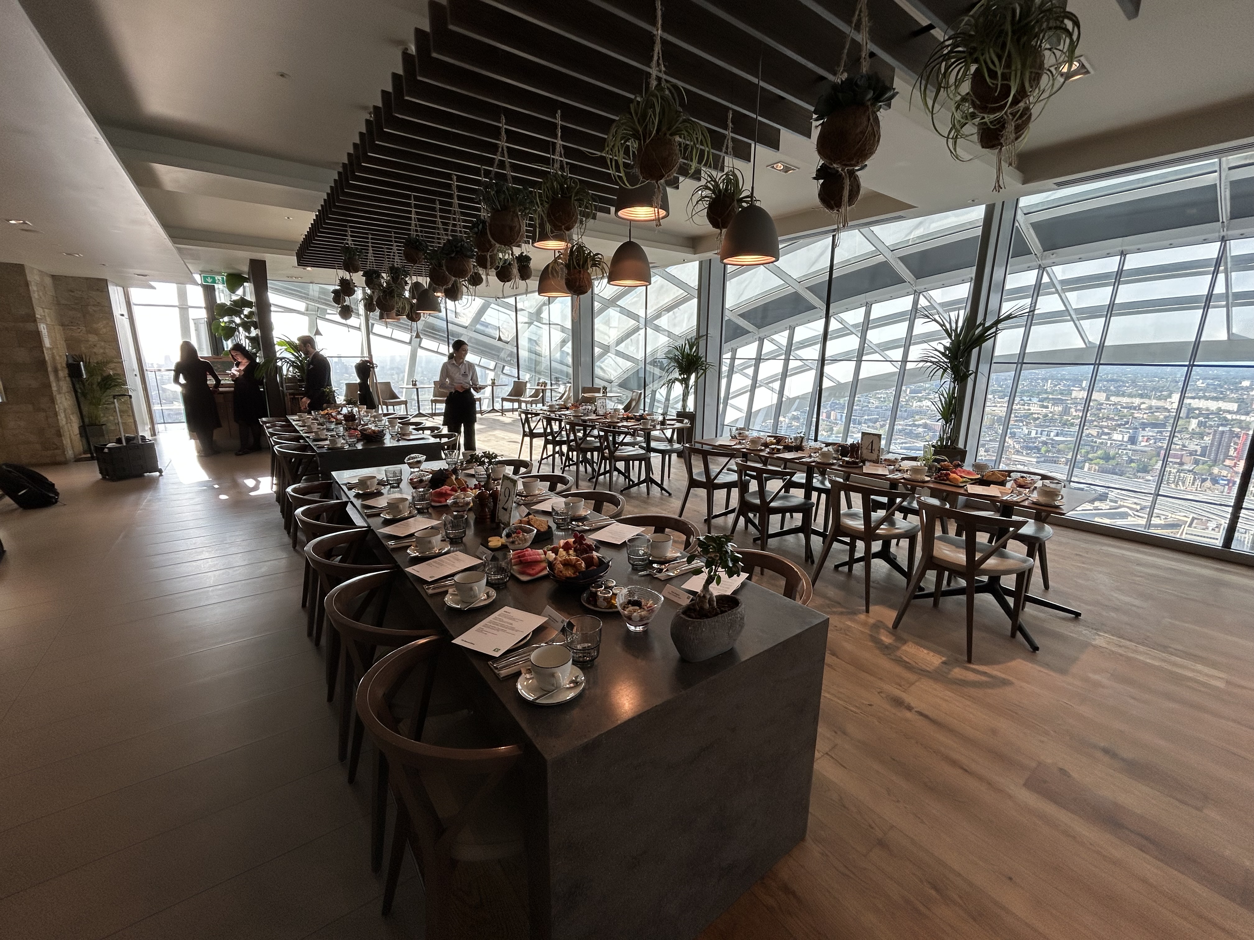 Darwin Brasserie in Sky Garden London, elegant dining space with panoramic views for events.