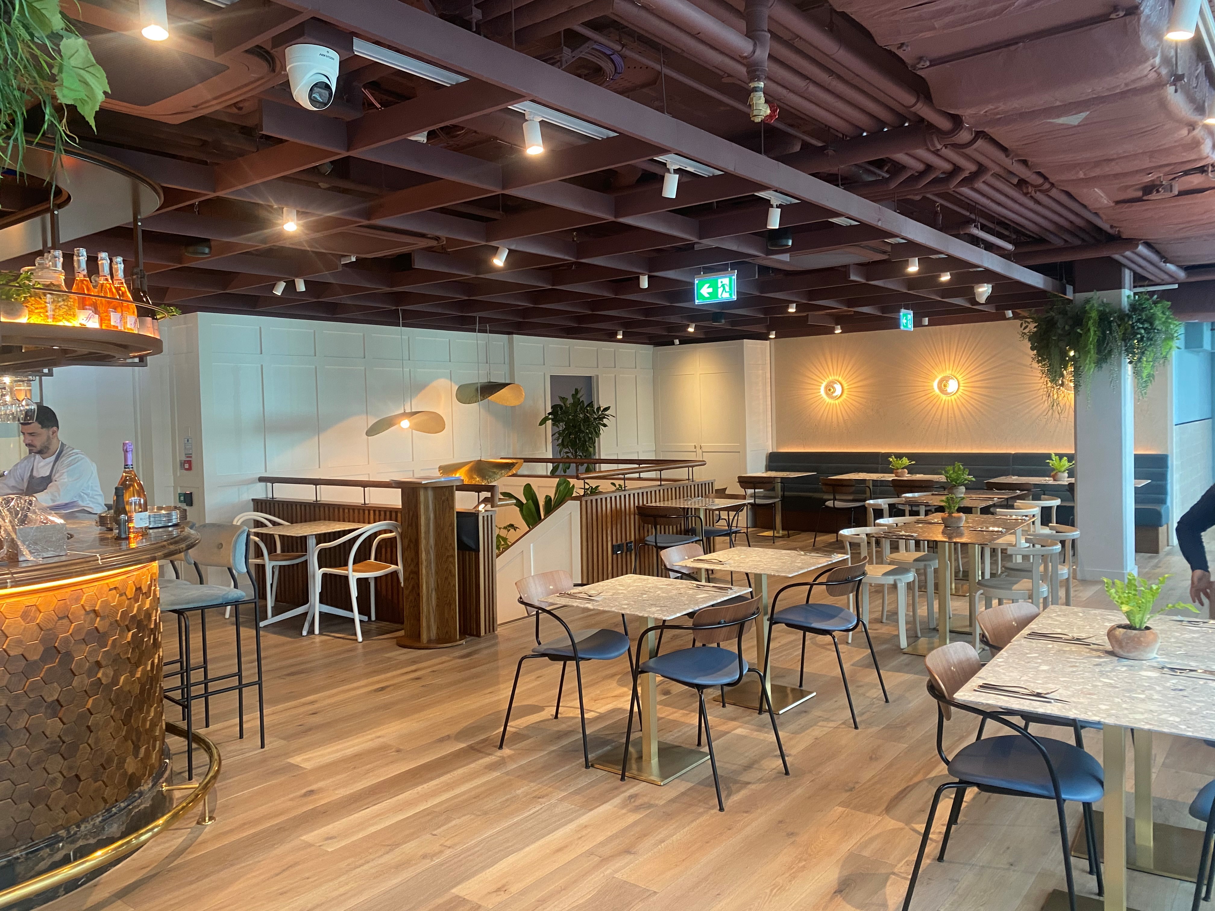 Larch Restaurant in Sky Garden London, modern event space for networking and gatherings.