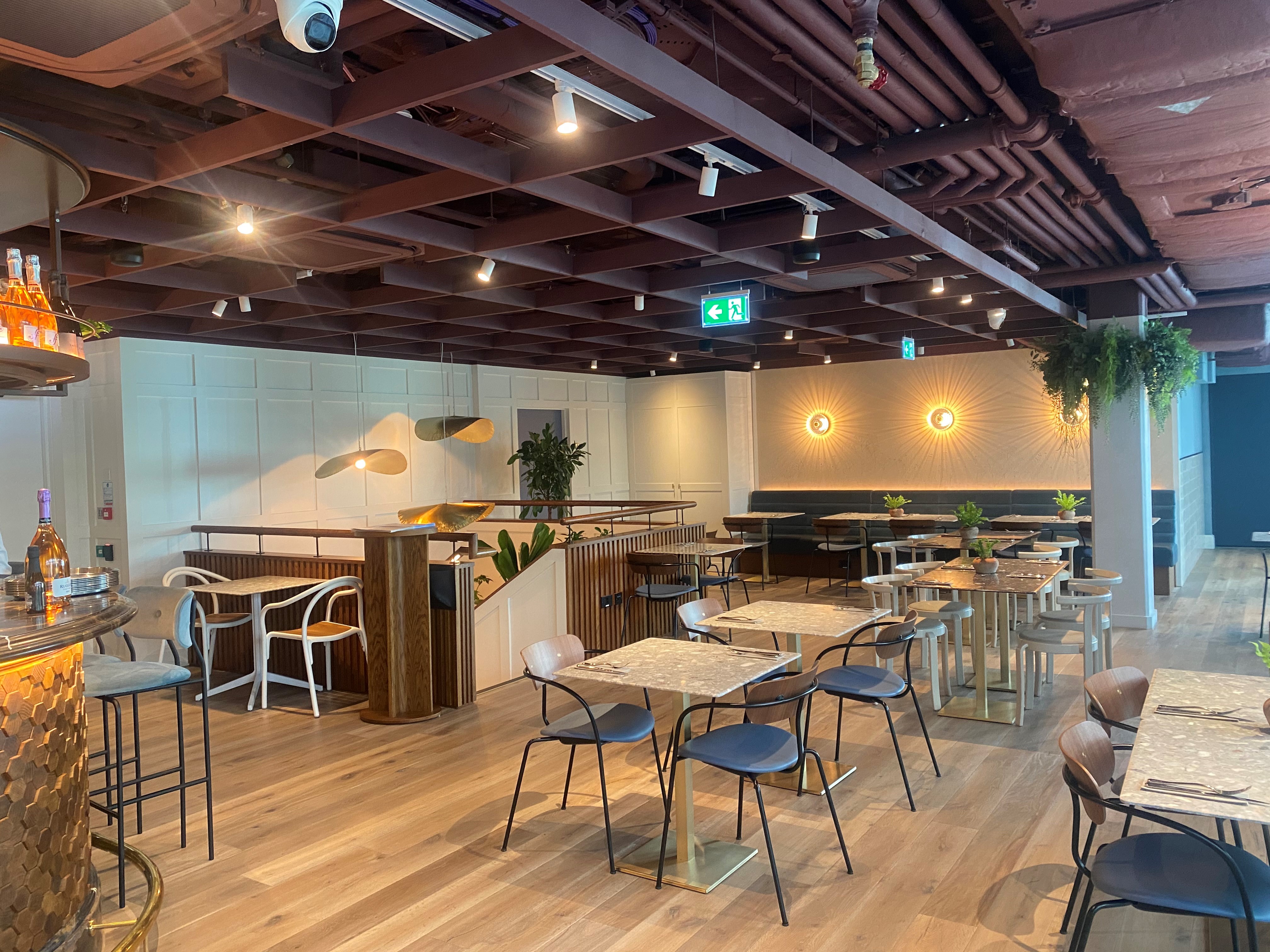 Larch Restaurant in Sky Garden London, modern event space for meetings and receptions.