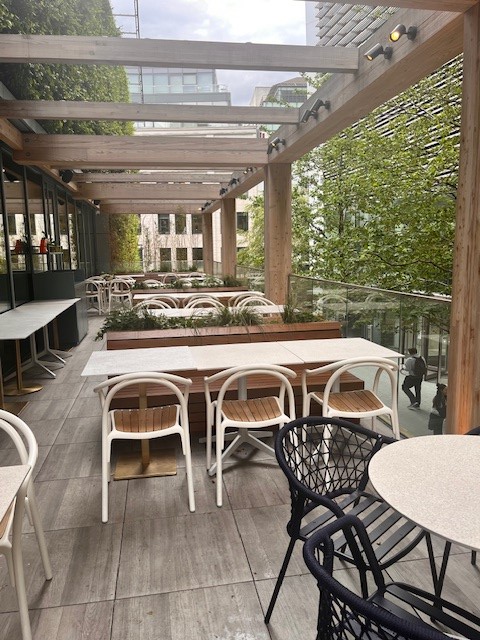 Larch Restaurant terrace in Sky Garden London, ideal for summer networking events.